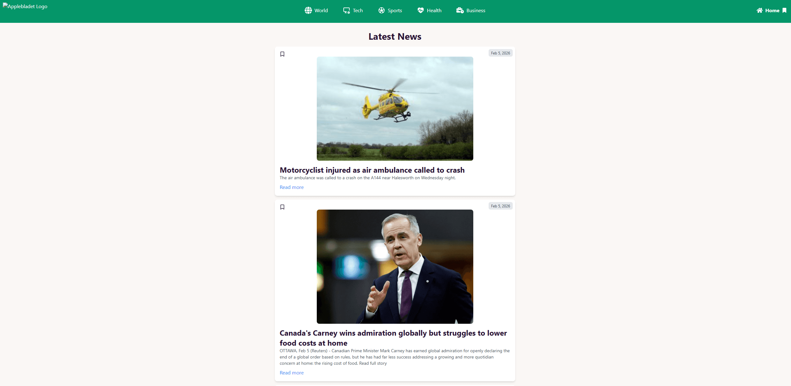 News Page screenshot